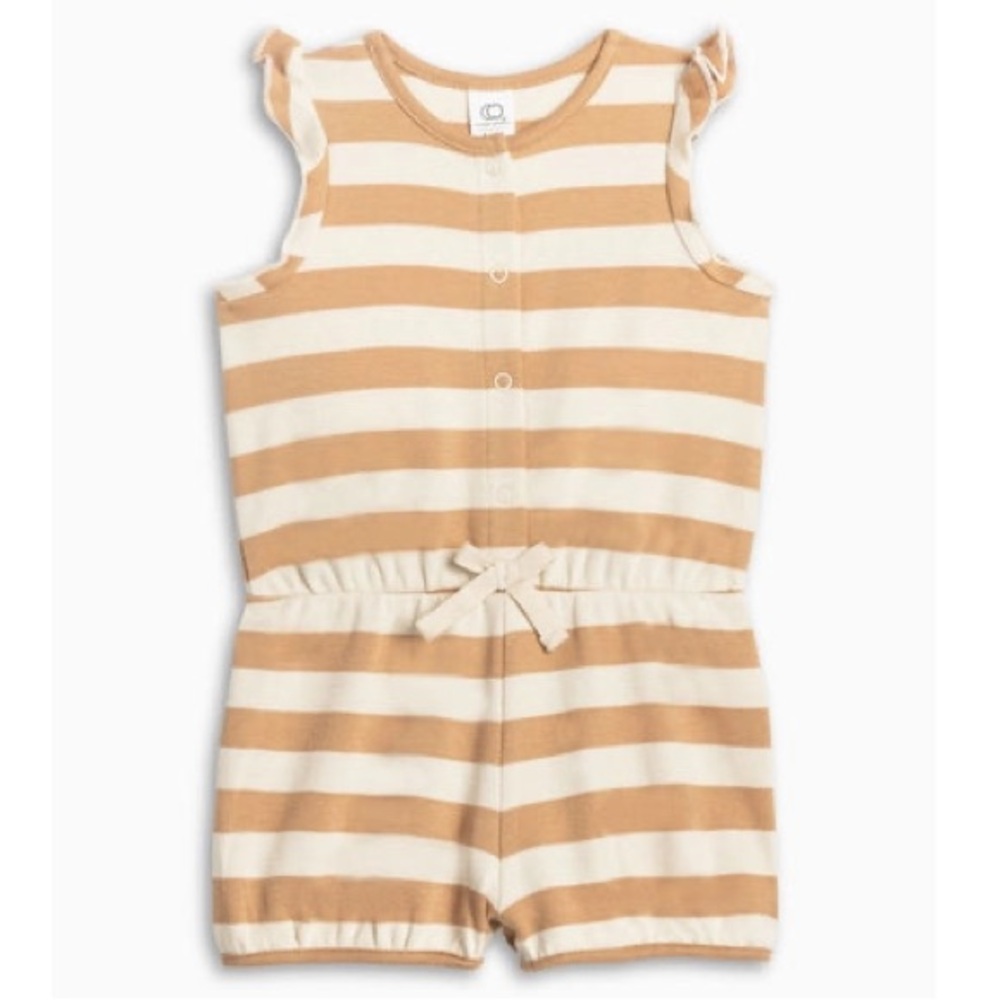 Colored Organics amelia romper tan stripe, 18-24m